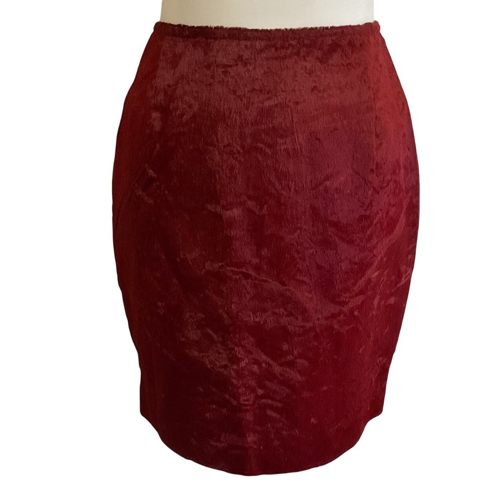 Cache Mini Skirt Womens Size 6 Red Velvet Textured Made in USA Vintage